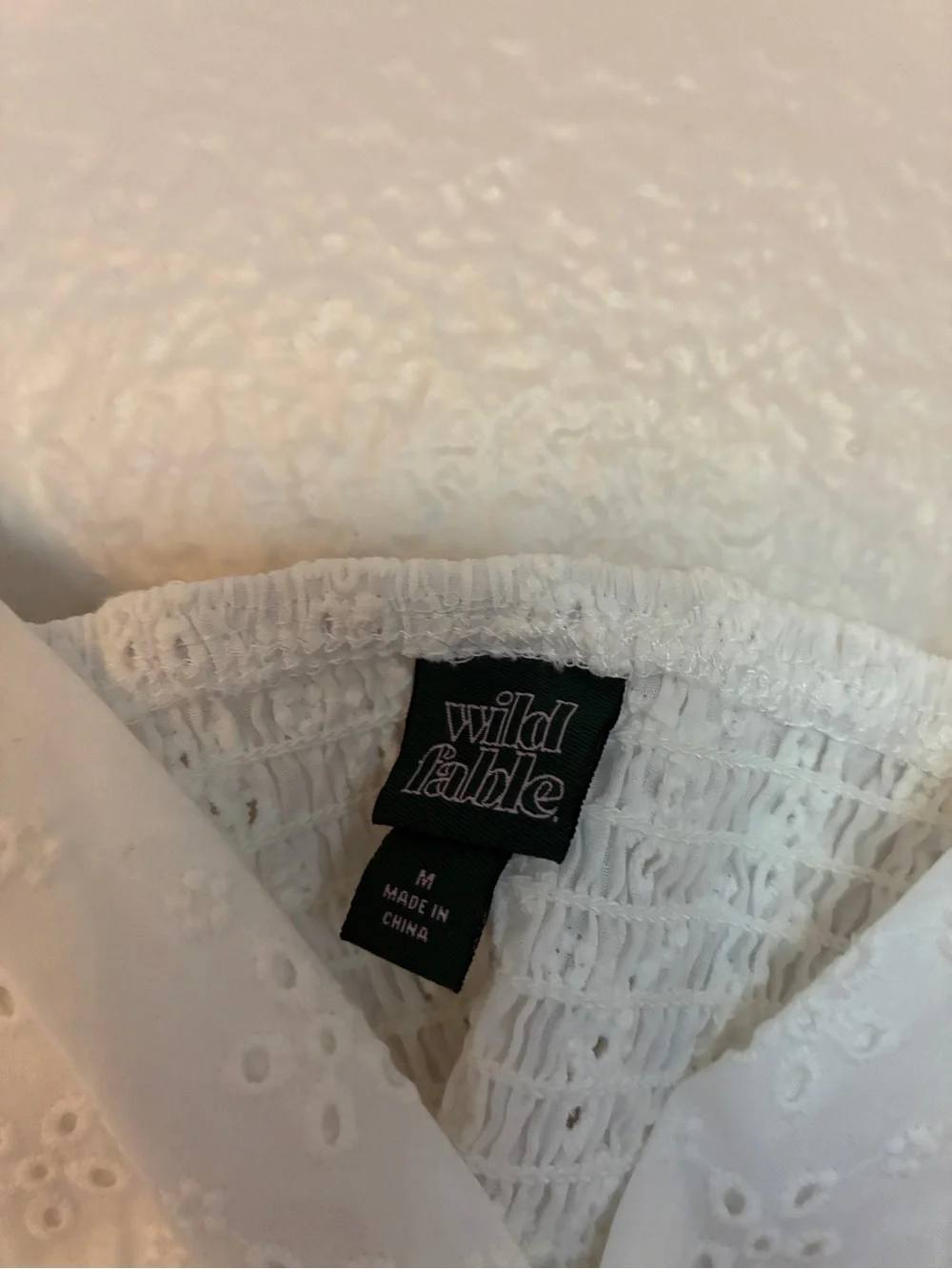 Wild Fable 100% Cotton White Eyelet Babydoll Dress Adjustable Straps Y2K Cottage